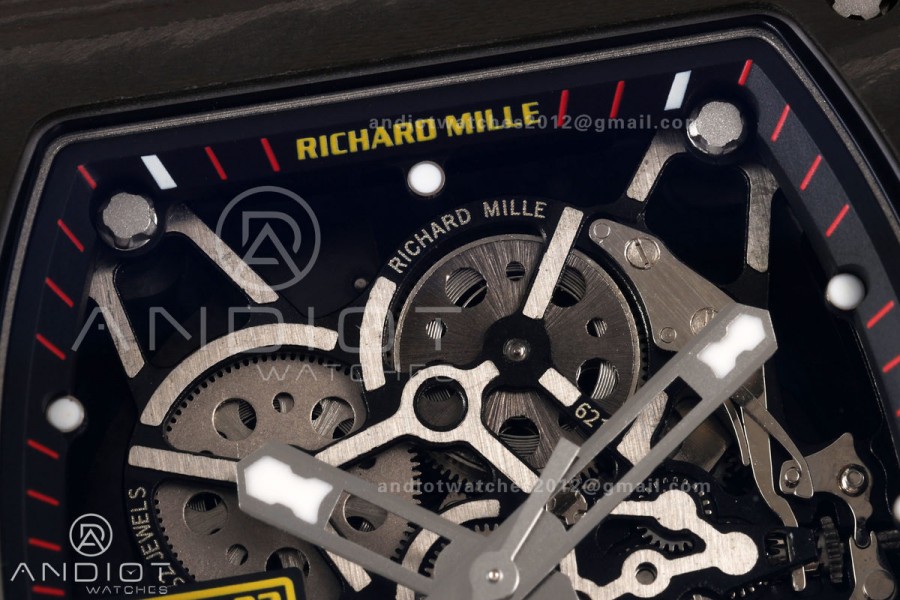 RM35-02 NTPT Mille Studio 1:1 Best Edition on Red Rubber Strap RMUL1 Super Clone (Custom Case Set)