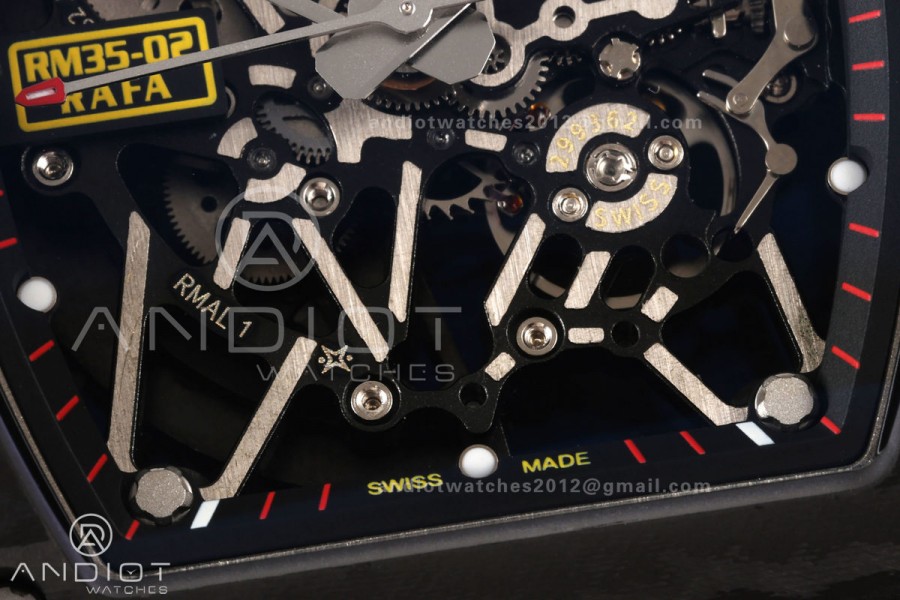 RM35-02 NTPT Mille Studio 1:1 Best Edition on Red Rubber Strap RMUL1 Super Clone (Custom Case Set)