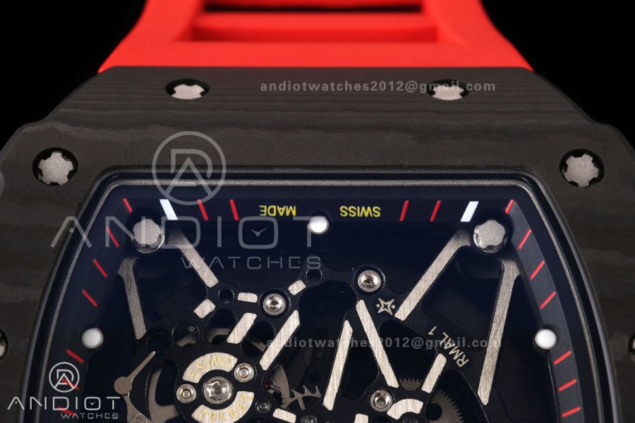 RM35-02 NTPT Mille Studio 1:1 Best Edition on Red Rubber Strap RMUL1 Super Clone (Custom Case Set)