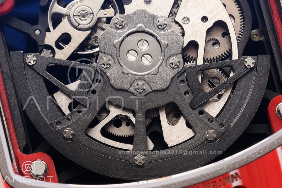 RM35-02 Red NTPT Mille Studio 1:1 Best Edition on Red Rubber Strap RMUL1 Super Clone (Custom Case Set)