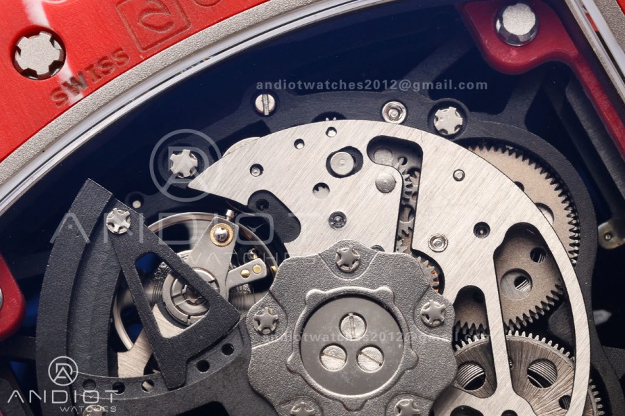 RM35-02 Red NTPT Mille Studio 1:1 Best Edition on Red Rubber Strap RMUL1 Super Clone (Custom Case Set)