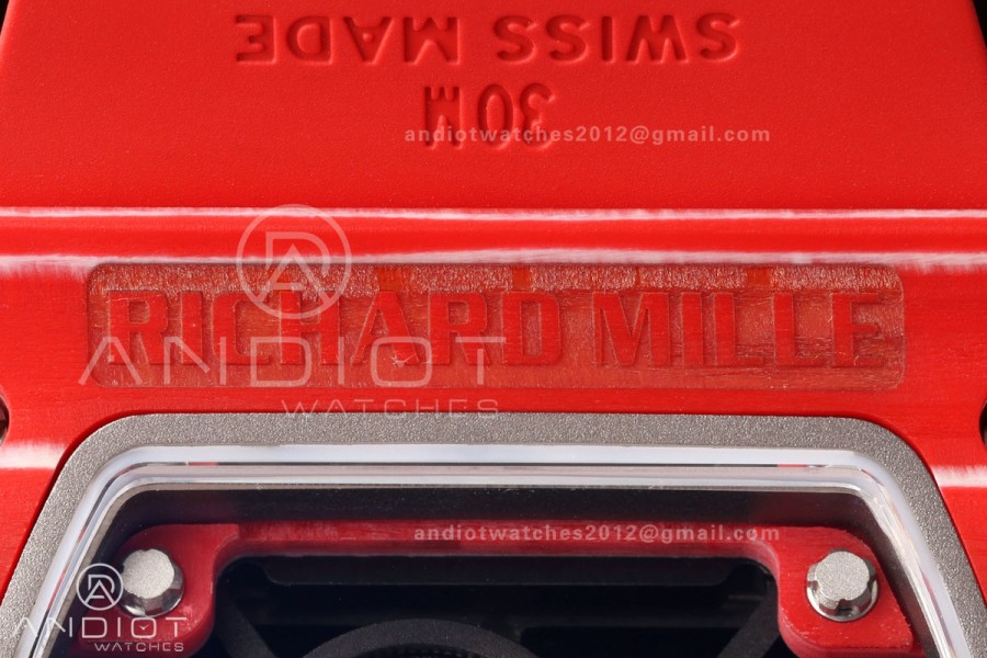 RM35-02 Red NTPT Mille Studio 1:1 Best Edition on Red Rubber Strap RMUL1 Super Clone (Custom Case Set)