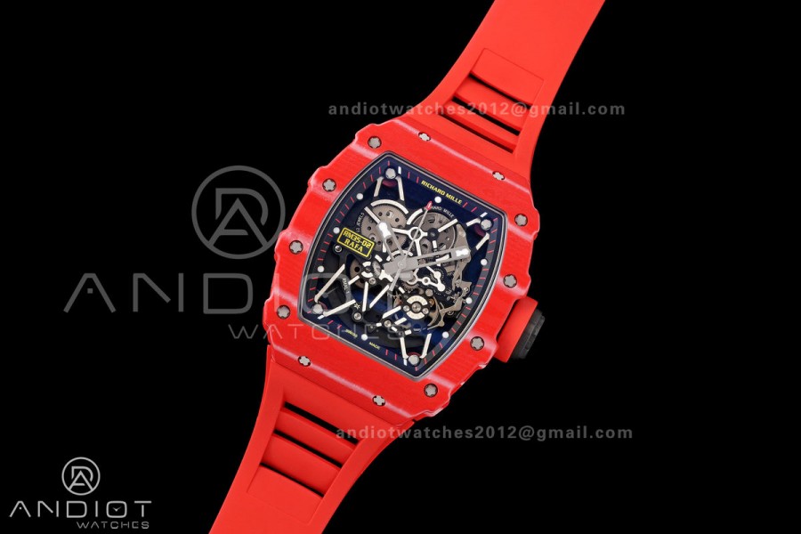RM35-02 Red NTPT Mille Studio 1:1 Best Edition on Red Rubber Strap RMUL1 Super Clone (Custom Case Set)
