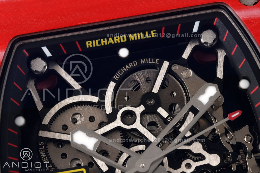 RM35-02 Red NTPT Mille Studio 1:1 Best Edition on Red Rubber Strap RMUL1 Super Clone (Custom Case Set)