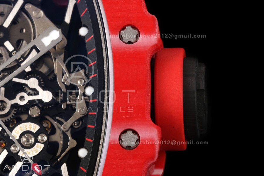 RM35-02 Red NTPT Mille Studio 1:1 Best Edition on Red Rubber Strap RMUL1 Super Clone (Custom Case Set)