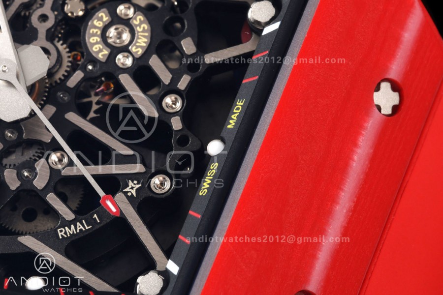 RM35-02 Red NTPT Mille Studio 1:1 Best Edition on Red Rubber Strap RMUL1 Super Clone (Custom Case Set)
