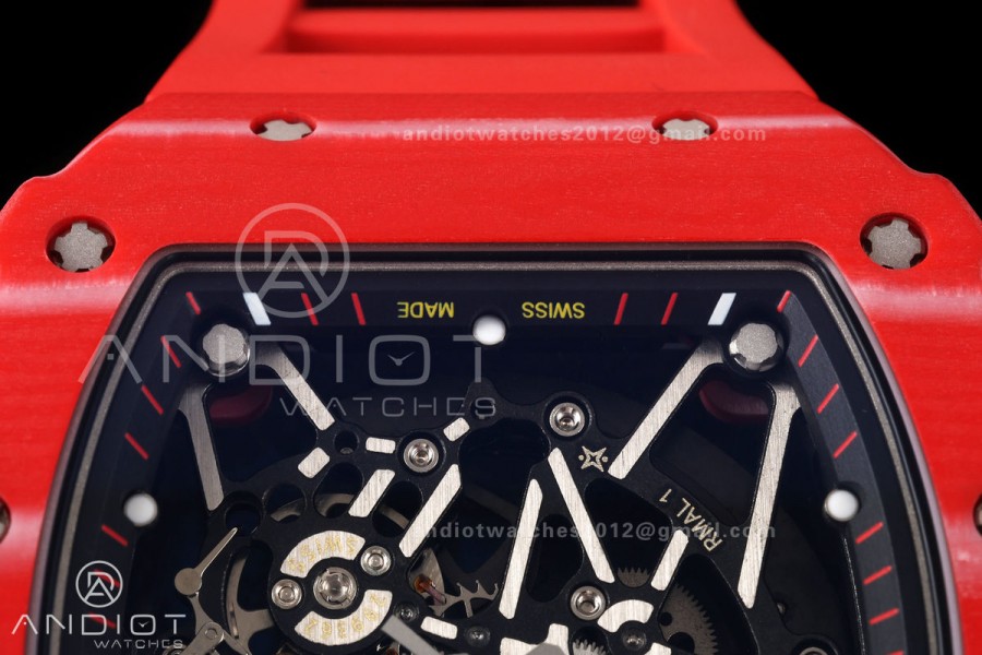 RM35-02 Red NTPT Mille Studio 1:1 Best Edition on Red Rubber Strap RMUL1 Super Clone (Custom Case Set)