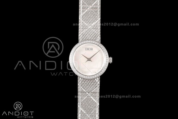 LA D DE DIOR SS 8848F 1:1 Best Edition Cream Dial Diamonds Bezel on Bracelet Quartz