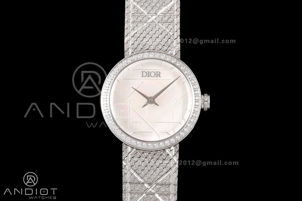 LA D DE DIOR SS 8848F 1:1 Best Edition Cream Dial Diamonds Bezel on Bracelet Quartz