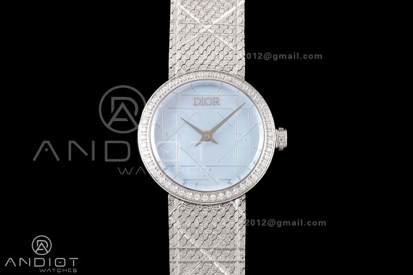 LA D DE DIOR SS 8848F 1:1 Best Edition Blue Dial Diamonds Bezel on Bracelet Quartz