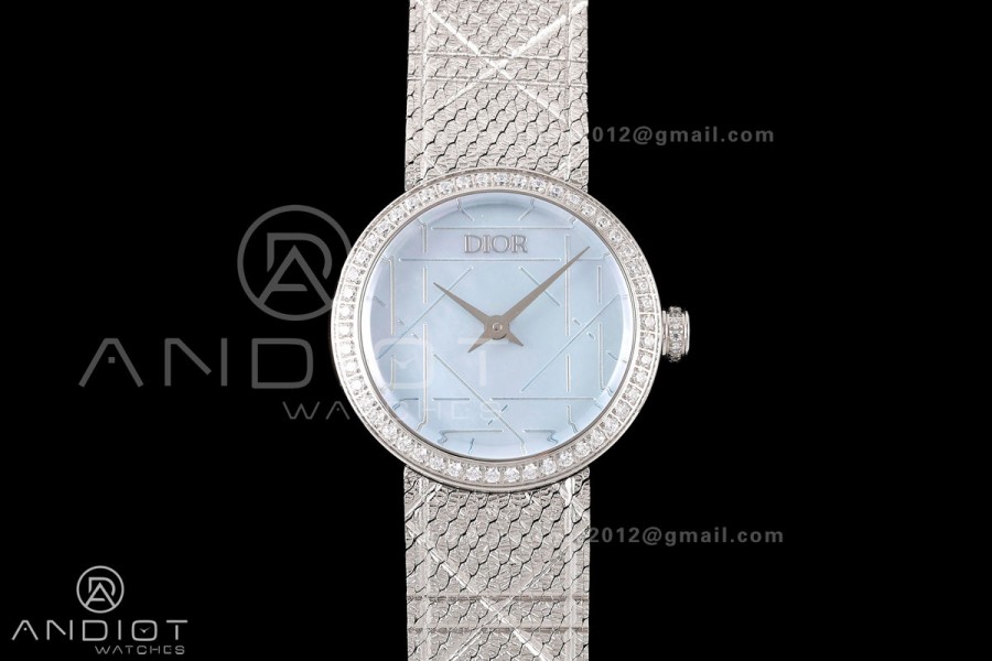 LA D DE DIOR SS 8848F 1:1 Best Edition Blue Dial Diamonds Bezel on Bracelet Quartz