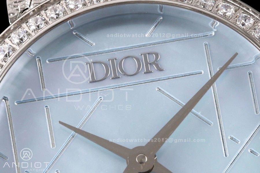 LA D DE DIOR SS 8848F 1:1 Best Edition Blue Dial Diamonds Bezel on Bracelet Quartz