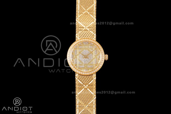 LA D DE DIOR YG 8848F 1:1 Best Edition YG Diamonds Dial on YG Bracelet Quartz