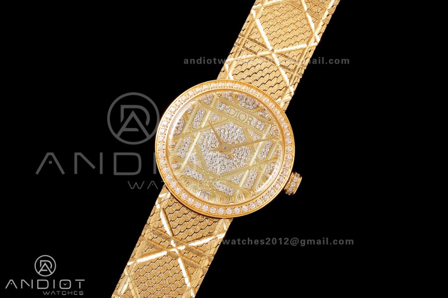 LA D DE DIOR YG 8848F 1:1 Best Edition YG Diamonds Dial on YG Bracelet Quartz