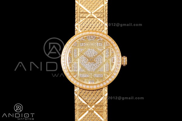 LA D DE DIOR YG 8848F 1:1 Best Edition YG Diamonds Dial on YG Bracelet Quartz