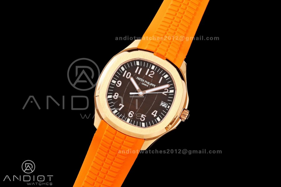 Aquanaut 5167 RG BBF 1:1 Best Edition Brown Dial on Orange Rubber Strap DPB330 Super Clone