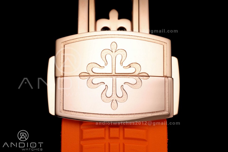 Aquanaut 5167 RG BBF 1:1 Best Edition Brown Dial on Orange Rubber Strap DPB330 Super Clone