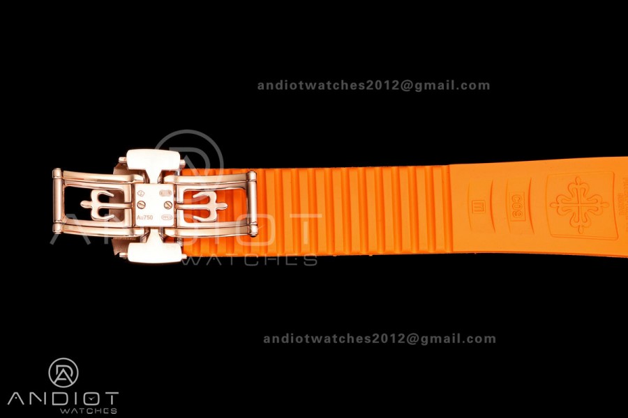 Aquanaut 5167 RG BBF 1:1 Best Edition Brown Dial on Orange Rubber Strap DPB330 Super Clone