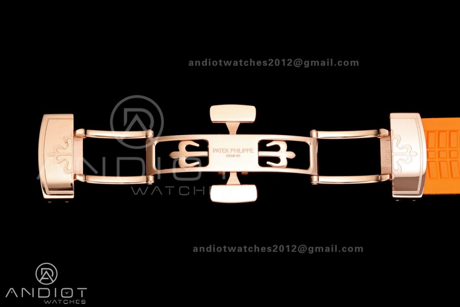Aquanaut 5167 RG BBF 1:1 Best Edition Brown Dial on Orange Rubber Strap DPB330 Super Clone