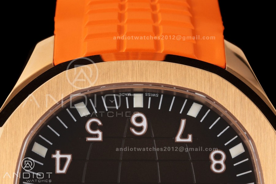Aquanaut 5167 RG BBF 1:1 Best Edition Brown Dial on Orange Rubber Strap DPB330 Super Clone
