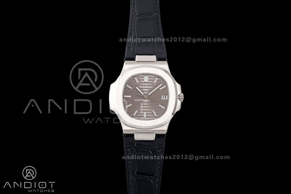 Nautilus 5711 SS BBF 1:1 Best Edition Gray Dial on Black Leather Strap DPB330 Super Clone