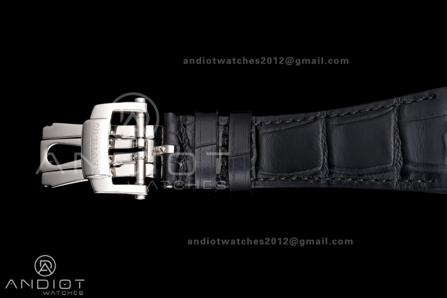 Nautilus 5711 SS BBF 1:1 Best Edition Gray Dial on Black Leather Strap DPB330 Super Clone
