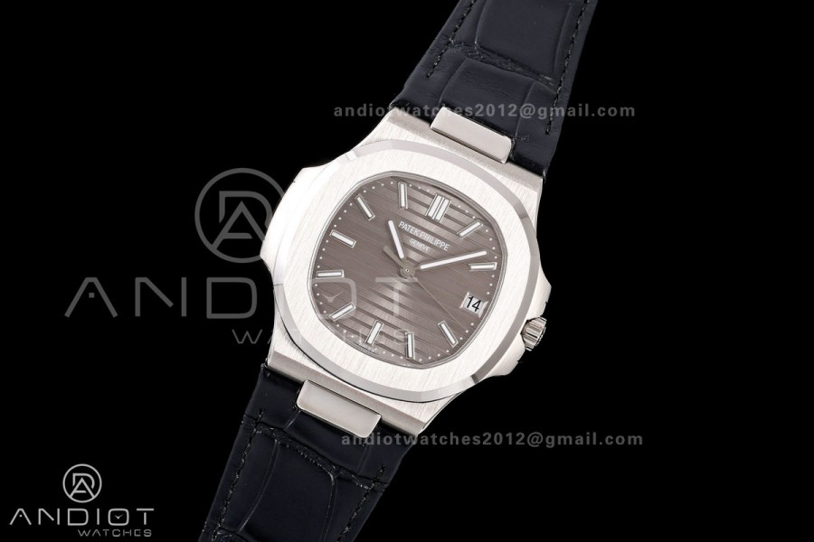 Nautilus 5711 SS BBF 1:1 Best Edition Gray Dial on Black Leather Strap DPB330 Super Clone
