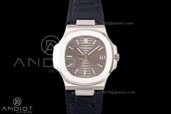 Nautilus 5711 SS BBF 1:1 Best Edition Gray Dial on Black Leather Strap DPB330 Super Clone