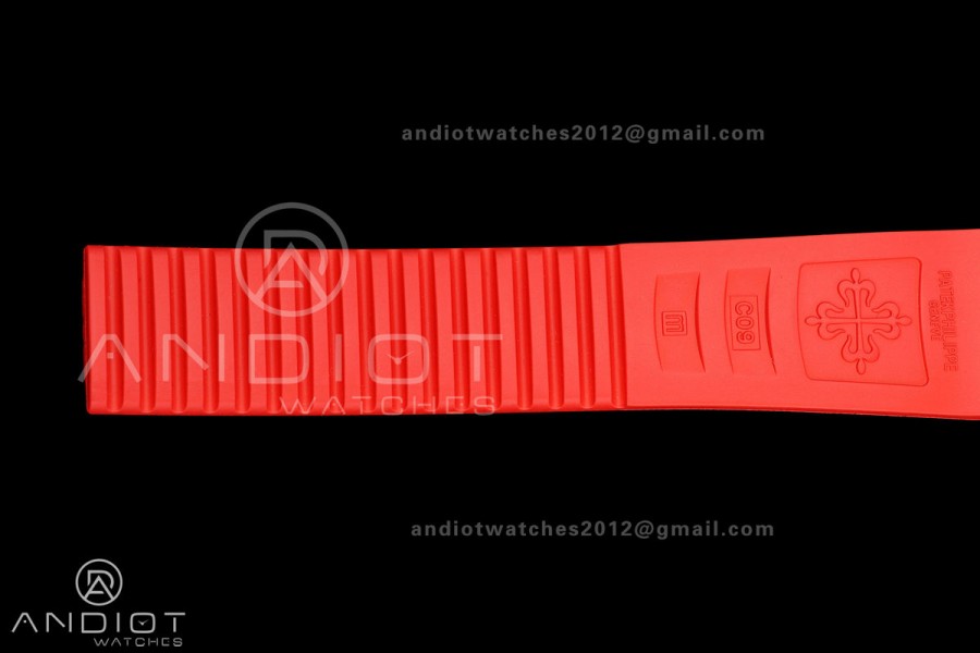 Aquanaut 5167 SS Singapore BBF 1:1 Best Edition Black Dial on Red Rubber Strap DPB330 Super Clone