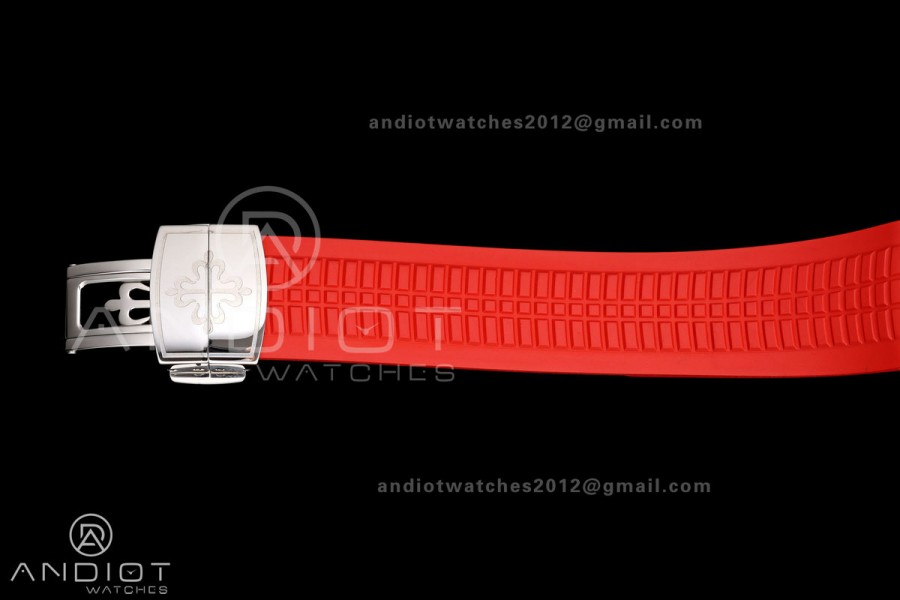 Aquanaut 5167 SS Singapore BBF 1:1 Best Edition Black Dial on Red Rubber Strap DPB330 Super Clone