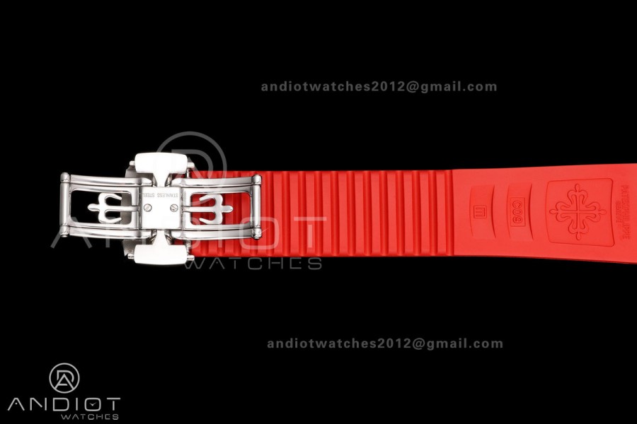 Aquanaut 5167 SS Singapore BBF 1:1 Best Edition Black Dial on Red Rubber Strap DPB330 Super Clone