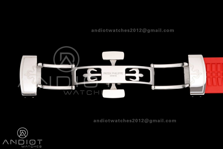 Aquanaut 5167 SS Singapore BBF 1:1 Best Edition Black Dial on Red Rubber Strap DPB330 Super Clone