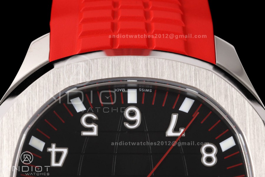 Aquanaut 5167 SS Singapore BBF 1:1 Best Edition Black Dial on Red Rubber Strap DPB330 Super Clone