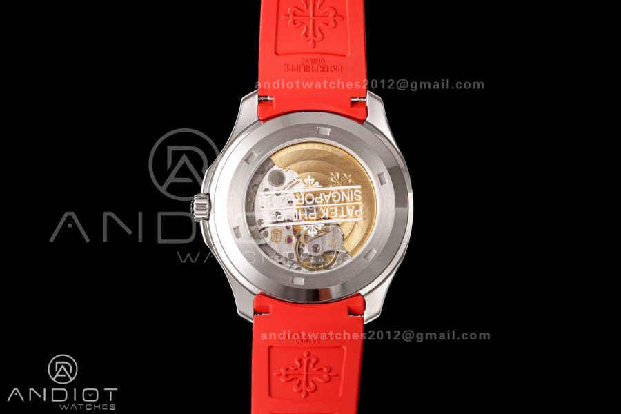 Aquanaut 5167 SS Singapore BBF 1:1 Best Edition Black Dial on Red Rubber Strap DPB330 Super Clone