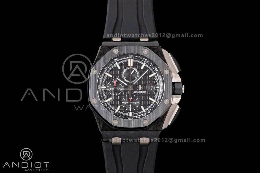 Royal Oak Offshore 44mm Forged Carbon Ceramic Bezel JF 1:1 Best Edition Black Dial on Rubber Strap A3126