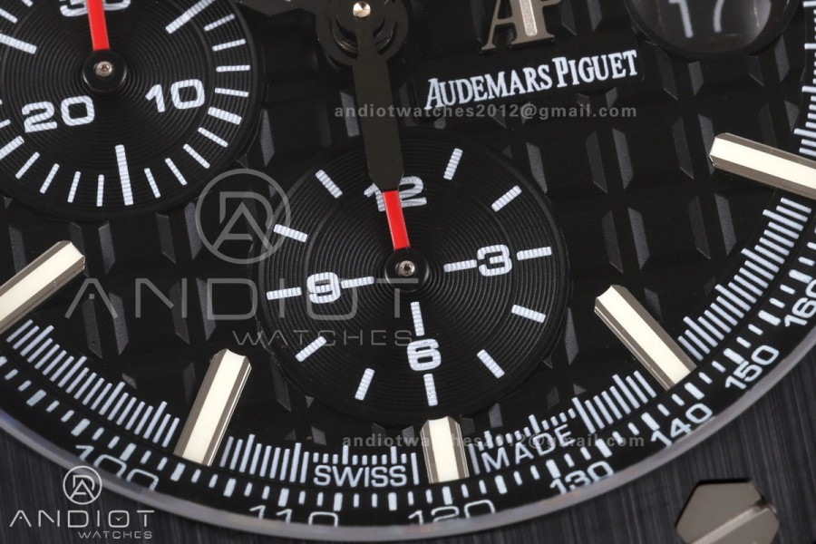 Royal Oak Offshore 44mm Forged Carbon Ceramic Bezel JF 1:1 Best Edition Black Dial on Rubber Strap A3126