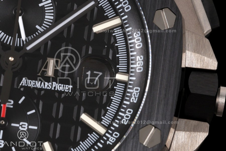 Royal Oak Offshore 44mm Forged Carbon Ceramic Bezel JF 1:1 Best Edition Black Dial on Rubber Strap A3126