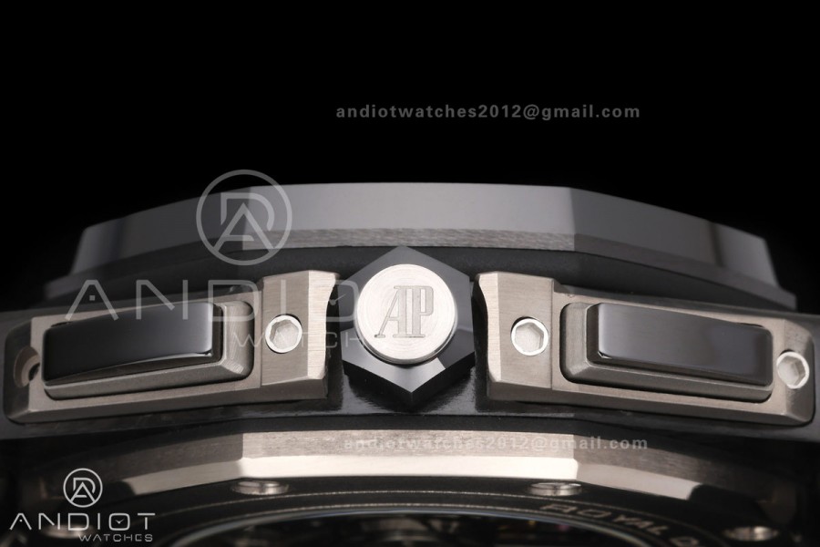 Royal Oak Offshore 44mm Forged Carbon Ceramic Bezel JF 1:1 Best Edition Black Dial on Rubber Strap A3126
