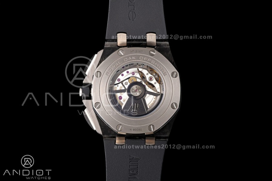 Royal Oak Offshore 44mm Forged Carbon Ceramic Bezel JF 1:1 Best Edition Black Dial on Rubber Strap A3126