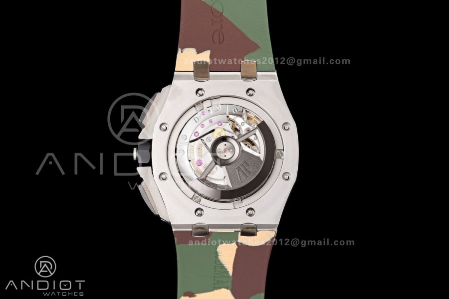 Royal Oak Offshore 44mm SS Green Ceramic Bezel JF 1:1 Best Edition Cream Dial on Rubber Strap A3126