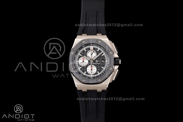 Royal Oak Offshore 44mm Ti JF 1:1 Best Edition Black Dial On Black Rubber Strap A3126