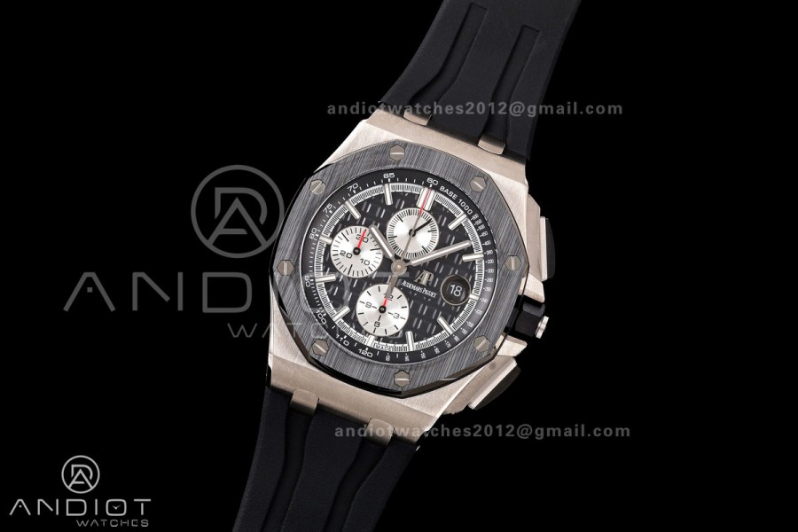 Royal Oak Offshore 44mm Ti JF 1:1 Best Edition Black Dial On Black Rubber Strap A3126