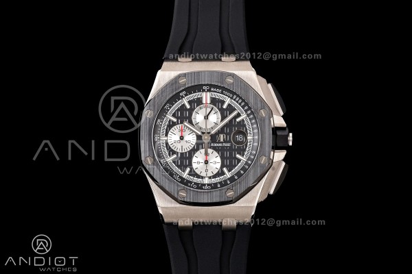 Royal Oak Offshore 44mm Ti JF 1:1 Best Edition Black Dial On Black Rubber Strap A3126
