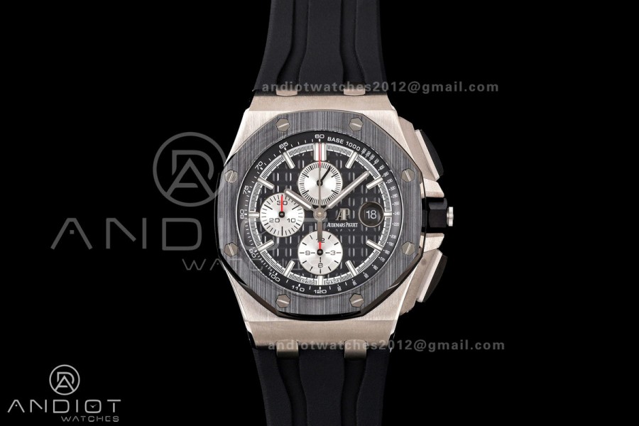Royal Oak Offshore 44mm Ti JF 1:1 Best Edition Black Dial On Black Rubber Strap A3126