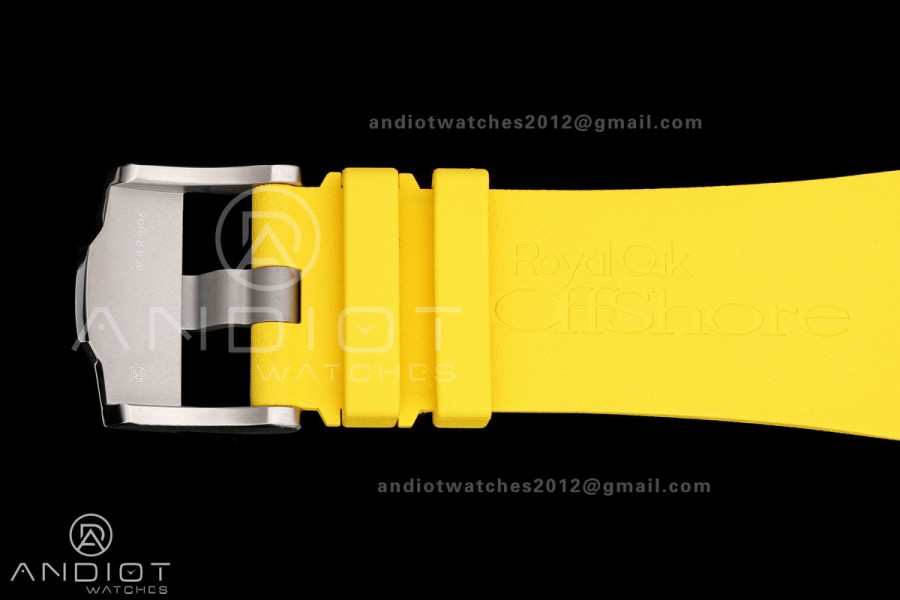 Royal Oak Offshore 44mm SS Blue Ceramic Bezel JF 1:1 Best Edition Blue/Yellow Dial on Rubber Strap A3126