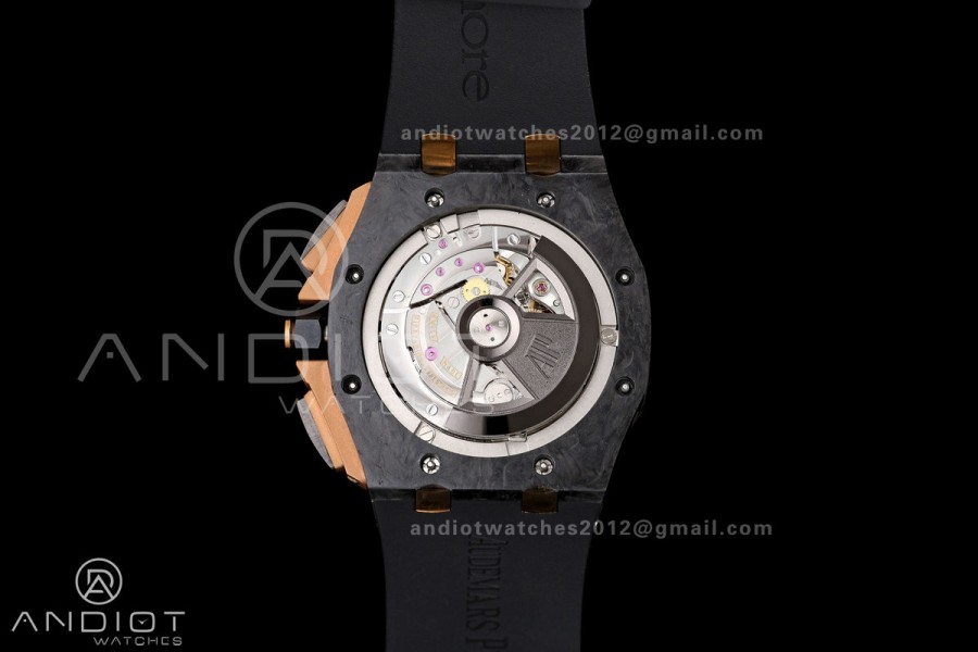 Royal Oak Offshore 44mm Forged Carbon RG Bezel JF 1:1 Best Edition Black Dial on Rubber Strap A3126