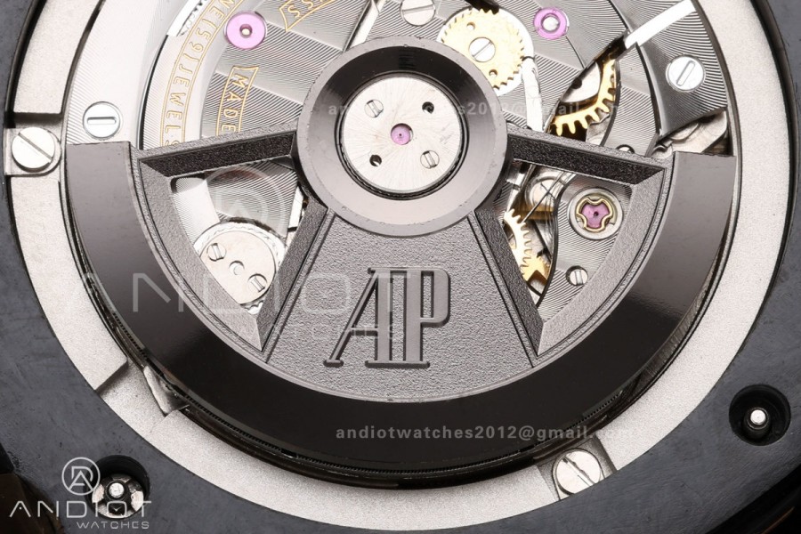 Royal Oak Offshore 44mm Forged Carbon RG Bezel JF 1:1 Best Edition Black Dial on Rubber Strap A3126
