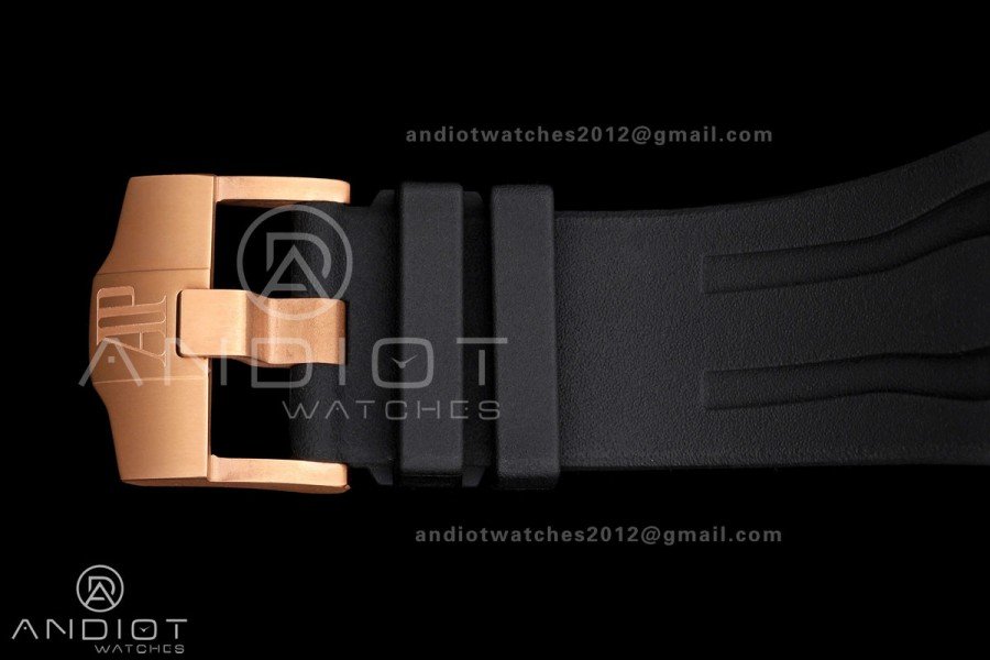 Royal Oak Offshore 44mm Forged Carbon RG Bezel JF 1:1 Best Edition Black Dial on Rubber Strap A3126