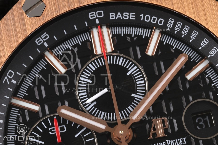 Royal Oak Offshore 44mm Forged Carbon RG Bezel JF 1:1 Best Edition Black Dial on Rubber Strap A3126