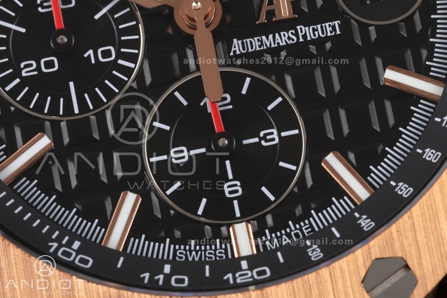 Royal Oak Offshore 44mm Forged Carbon RG Bezel JF 1:1 Best Edition Black Dial on Rubber Strap A3126